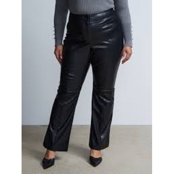 NY&C New York & Company Black Faux Leather Bootcut Pants Trousers Size 12 - Picture 1 of 8